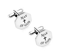 Religious Cufflinks for Men Christian Gifts for Dad Son Grandpa Fathers Day Gift for Husband Uncle Man Of God, S, Stainless Steel, no gemstone