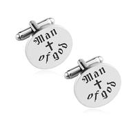 Religious Cufflinks for Men Christian Gifts for Dad Son Grandpa Fathers Day Gift for Husband Uncle Man Of God, S, Stainless Steel, no gemstone