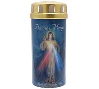 Religious Devotional LED Candle with Cap and Prayer - 14cm LED with Timer Function (Divine Mercy)