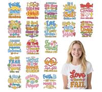 Religious DTF Transfers Ready to Press - 20 Sheets Christian Bible Verse Iron On Transfers for T Shirts Motivational Faith Heat Transfer Iron on Patches for Clothes Bag Pillow Covers DIY