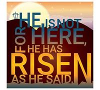 Religious Easter Cards, He is not here, He has Risen, Pack of 5 | 'Christ is Risen' greeting & Bible verse inside; Christian multipack for family & friends; UK designed & printed