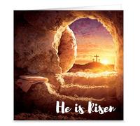 Religious Easter Cards, He is Risen, Pack of 5 with Bible Verse & Envelopes