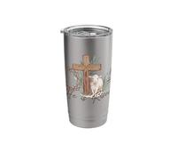 Religious Easter Cross He is Risen Thorns Palm Lamb Christ Stainless Steel Insulated Tumbler
