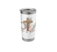Religious Easter Cross He is Risen Thorns Palm Lamb Christ Stainless Steel Insulated Tumbler
