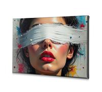 Religious Easter Decorations A Woman With Red Lipstick And White Paint Covering Her Eyes. Canvas Decorative Picture Living Room Decor Wall Bathroom Pictures(30x40cm)