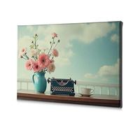 Religious Easter Decorations Vintage Typewriter And Flowers On A Wooden Table Canvas Decorative Picture Easter Wall Decor The Chosen(30x40cm)