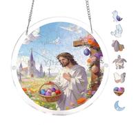 Religious Easter Jesus Art Scene 7.8x7.8Inch Round Acrylic Hanging Puzzle | Creative Home Accent with Visual Appeal