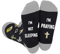Religious Gifts for Men Women,I'm Not Sleeping, I'm Praying Socks,Christian Gifts for Men Dad Pastor Grandpa Birthdady Christmas Thanksgiving
