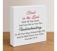 Religious Gifts For Women Catholic Wooden Box Sign Desk Decor Bible Verse Decor for Table Shelf christian Baptism Gifts for Women Friend Coworker Christian Signs for Home Decor Kitchen
