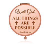 Religious Gifts for Women Girls Travel Makeup Mirror for Sister Inspirational Religious Bible Gift for Goddaughter Baptism Gift Easter Prayer Gifts from Godfather Godmother Birthday Gift for Friend
