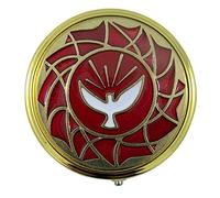 Religious Gifts Gold Tone Holy Dove Confirmation PYX with Locking Hinge and Liner, 2 1/4 Inch