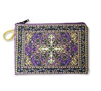 Religious Gifts Purple Tapestry Cloth Keepsake Rosary Pouch, 5 1/2 Inch