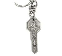 Religious Gifts Silver Tone Saint Christopher St Anthony Key to Heaven Medal Key Chain, 2 Inch