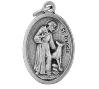 Religious Gifts St Francis Dog Tag - Saint Francis of Assisi Silver Tone Pet Medal, 1 Inch