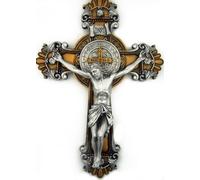 Religious Gifts St. Saint Benedict Crucifix 2 Tone Wall Cross 10 Inch