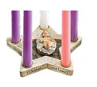 Religious Gifts Star Advent Wreath Candle Holder with Removable Baby Jesus Christ Christmas Decoration