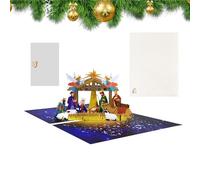 Religious Greeting - Faith Card 3D Artwork, Pop Up Nativity Elegant Envelope | Handmade Details for Kids, Women, Men, Spiritual Holidays, Christening Favors, Spiritual Birthday Meeting