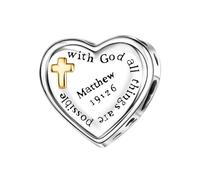 Religious Heart Bracelet, Heart Charm, Love Charm Religious Pendant | Christian Strap for Men Women Bracelet Necklace Christmas Ornament, Se référer au descriptif, Copper, Refer to description