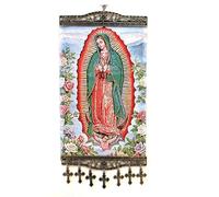 Religious Icon - Our Lady of Guadalupe - Holy Saint Mary Blessed Virgin - Wall Hanging Tapestry Banner Large Art Decor - Christian Orthodox Catholic Cross - 16 x 8 inch - Christmas Ideal