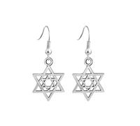 Religious Jewish Star of David Earrings Israel Hanukkah Menorah Candelabrum Candlestick Drop Earring for Women, M, Metal, No Gemstone