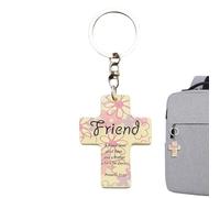 Religious Keychain, Jesus Wood Keyring with Bible Verse, Small Key Chain for Men Women Luggage Purse Handbag Backpack Wallet Car Travel School Party Birthday Easter