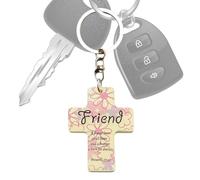 Religious Keychain - Jesus Wood Keyring with Bible Verse - Small Key Chain for Men Women Luggage Purse Handbag Backpack Wallet Car Travel School Party Birthday Easter
