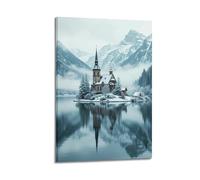Religious Landscape Beautiful Snow Mountain Lake Church Decorative Painting Canvas Wall Posters And Modern Family Bedroom Decor 20x30inch(50x75cm)