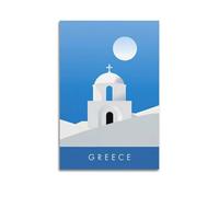 Religious Landscape Retro Greece White Dome Church Decorative Painting Canvas Wall Posters And Modern Family Bedroom Decor 24x36inch(60x90cm)