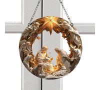 Religious Nativity Scene Pendant - Religious Christmas Tree Jesus Christ Acrylic Jesus Ornaments for Christmas Tree Decorative Christian Jesus Sun 2D for Christmas
