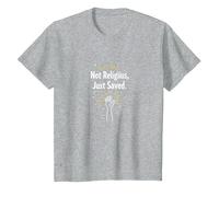 Religious Not Religious, Just Saved Faith Statement T-Shirt, Kids, Heather Grey, 4 Years