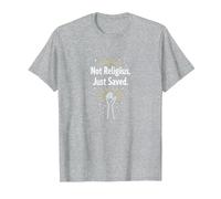 Religious Not Religious, Just Saved Faith Statement T-Shirt, Men, Heather Grey, XL