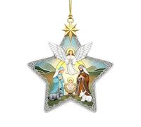 Religious Ornaments - Star-Shaped Elegant Angel Pattern Crafts - Sun Catcher Ornaments - for Christmas Home Gift Door Branches Garland Car