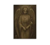 Religious Poster Angel Holding Lily Sketch Decorative Painting Canvas Wall Posters And Modern Family Bedroom Decor 08x12inch(20x30cm)