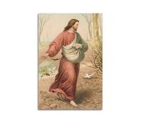 Religious Poster Jesus Sowing Seeds Pastoral Oil Painting Decorative Painting Canvas Wall Posters And Modern Family Bedroom Decor 12x18inch(30x45cm)
