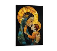 Religious Poster Mosaic Tenderness of The Holy Mother And Child And Multivariate Artistic Expression of Faith Canvas Wall Art Posters for Modern Family Bedroom And Office Decor Artwork 24x36inch(60x