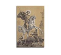 Religious Poster Saint George Slaying Dragon Engraving Decorative Painting Canvas Wall Posters And Modern Family Bedroom Decor 24x36inch(60x90cm)