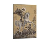 Religious Poster Saint George Slaying Dragon Engraving Decorative Painting Canvas Wall Posters And Modern Family Bedroom Decor 20x30inch(50x75cm)