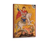 Religious Poster Saint George Slaying Dragon Mosaic Decorative Painting Canvas Wall Posters And Modern Family Bedroom Decor 08x12inch(20x30cm)