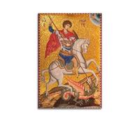 Religious Poster Saint George Slaying Dragon Mosaic Decorative Painting Canvas Wall Posters And Modern Family Bedroom Decor 16x24inch(40x60cm)