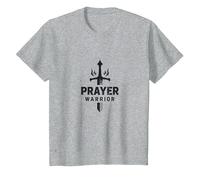 Religious Prayer Warrior for Men | Spiritual Strength T-Shirt, Kids, Heather Grey, 6 Years