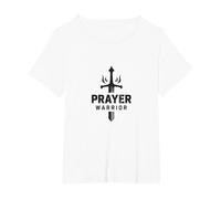 Religious Prayer Warrior for Men | Spiritual Strength T-Shirt, Women's Plus, White, 6X
