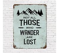 Religious Quotes Rust Retro Metal Sign Motivational Quote Not All Those Who Wander are Lost Aluminum Metal Plaque 12x16in Distressed Stylish Tin Signs for Home Cottage Cafe Store Decor Wall