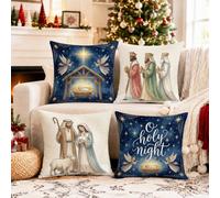Religious Religious Scene Theme Christmas Throw Pillow Covers 22x22 Set of 4