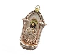 Religious Resins Craft Sculpture Holy Water Font Wall Mounted Ornament Vintage Themed Decorative Piece Meditations Prayer Wall Font