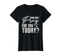 Religious Saying Christian Catholic How Can I Pray for You Value Graphic T-Shirt, Women, Black, L