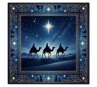 Religious Scene Religious Theme Christmas Mahjong Mat 23.6x23.6 in | Three Wise Men, Mah Jongg Mat, Desert Landscape, Gold Filigree Frame, Game Room, Religious Theme