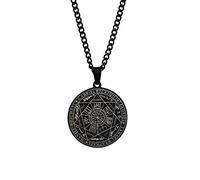 Religious Scripture Seven Angels Seal Tag Rune Pendant Stainless Steel Round Time Gem Necklace Casual Party Vintage Present