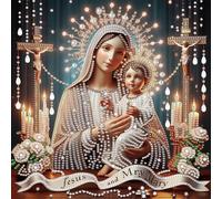 Religious Series DIY Diamond Art with Special Shaped Drills, 5D Partial Diamond Painting Creative Wall Decor, 30x30cm Christian Home Decoration Craft Kit