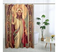 Religious Shower Curtain, Sacred Art Jesus Divine Hand White Beige Modern Vintage Waterproof Fabric Shower Curtain Set with Hooks 62x72 Inch