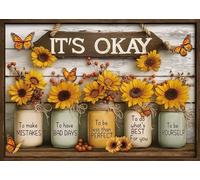 Religious Sunflower Puzzles for Adults 1000 Pieces Nature, Christian Inspirational Scripture Bible Art Jigsaw Puzzles, Beautiful Flower Butterfly Impossible Puzzle
